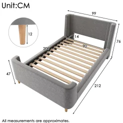 Generique Lit Enfant - Lit Simple avec Design Traîneau et Revêtement Velours Motif Espace - Structure Métal et Bois Gris - 90 x 200 cm* Lit Simple