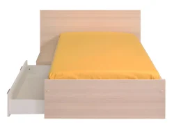 Lit enfant 90 x 190 cm avec 1 tiroir - Coloris : Naturel et blanc - IPLIA><noscript><img width=