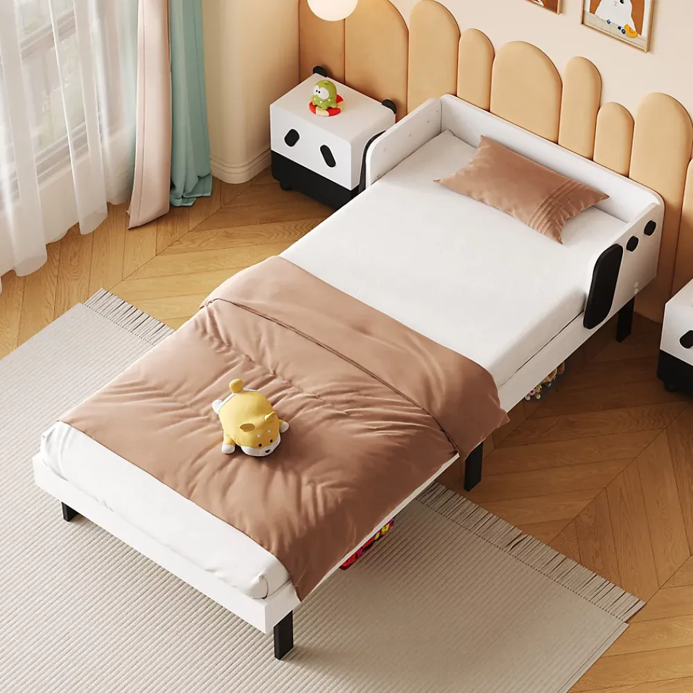 ProximaX Lit enfant 90 x 200 cm, en forme de chiots, cadre de lit en bois massif, avec sommier à lattes, sans matelas, Blanc* Lit Coffre