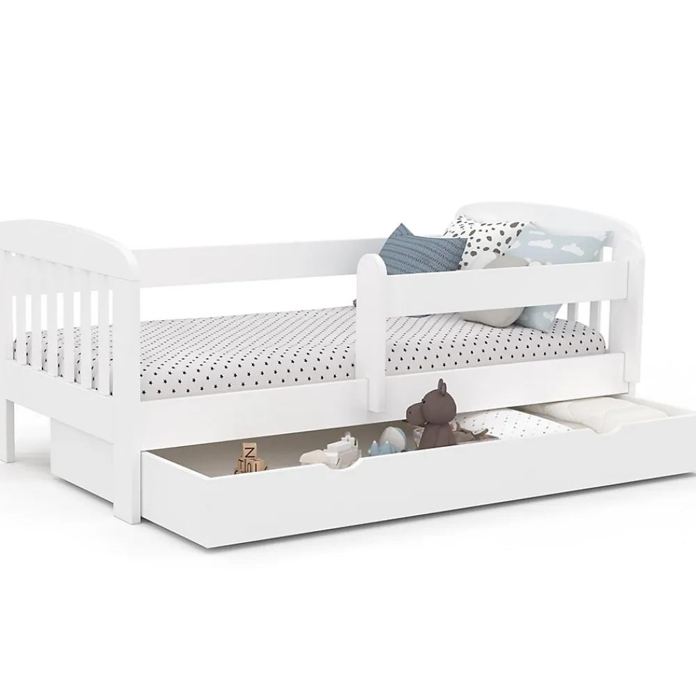 IDMarket Lit enfant 80 x 160 cm LILIA 1 tiroir de rangement avec sommier et barrières* Lit Avec Rangement