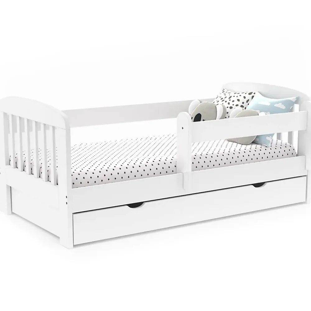 IDMarket Lit enfant 80 x 160 cm LILIA 1 tiroir de rangement avec sommier et barrières* Lit Avec Rangement