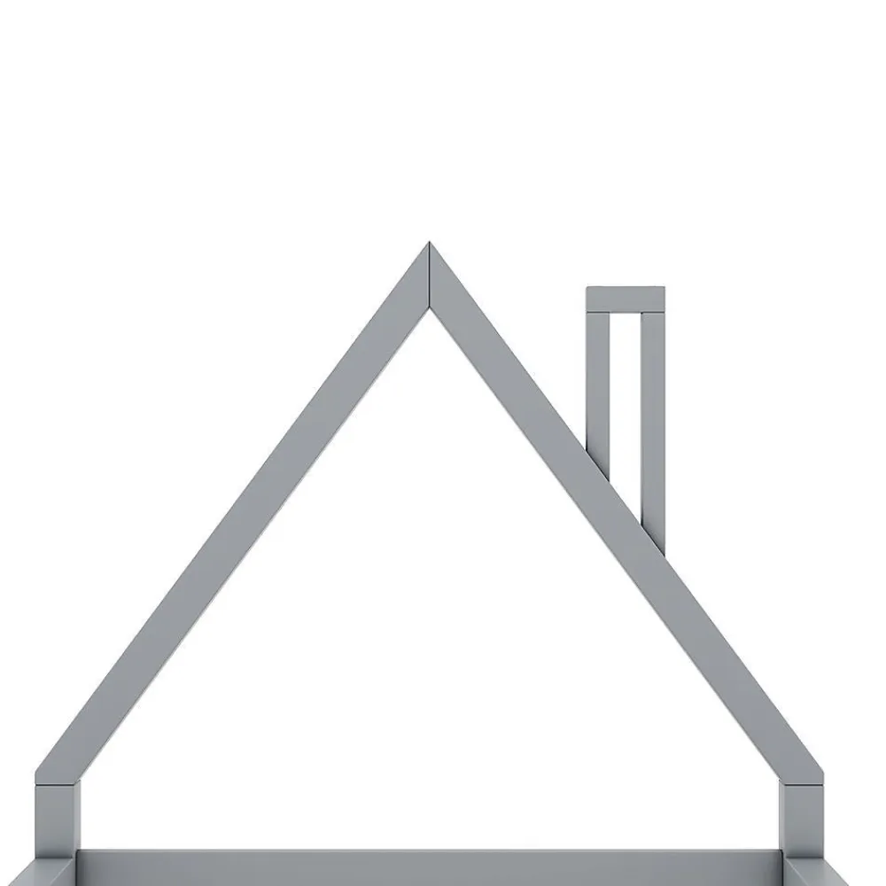 Lit enfant 90 x 200 cm, lit plat en forme de maison, pin gris,>Blackcolors Clearance