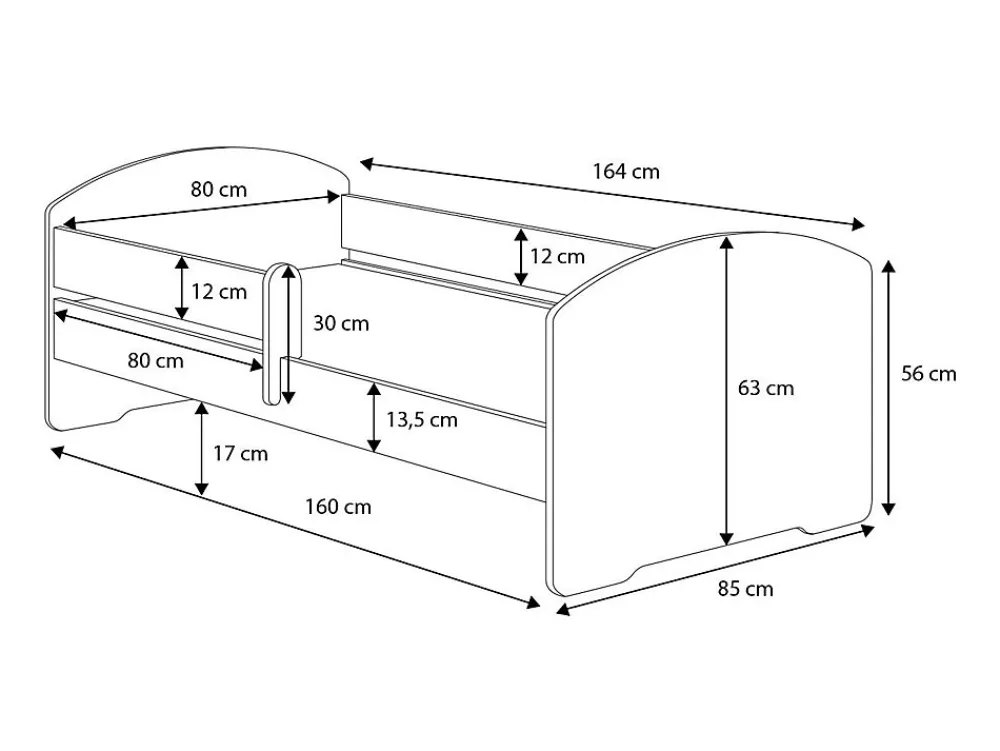 Lit enfant Aksil avec sommier et matelas - 160 cm x 80 cm>Htmeubles Discount