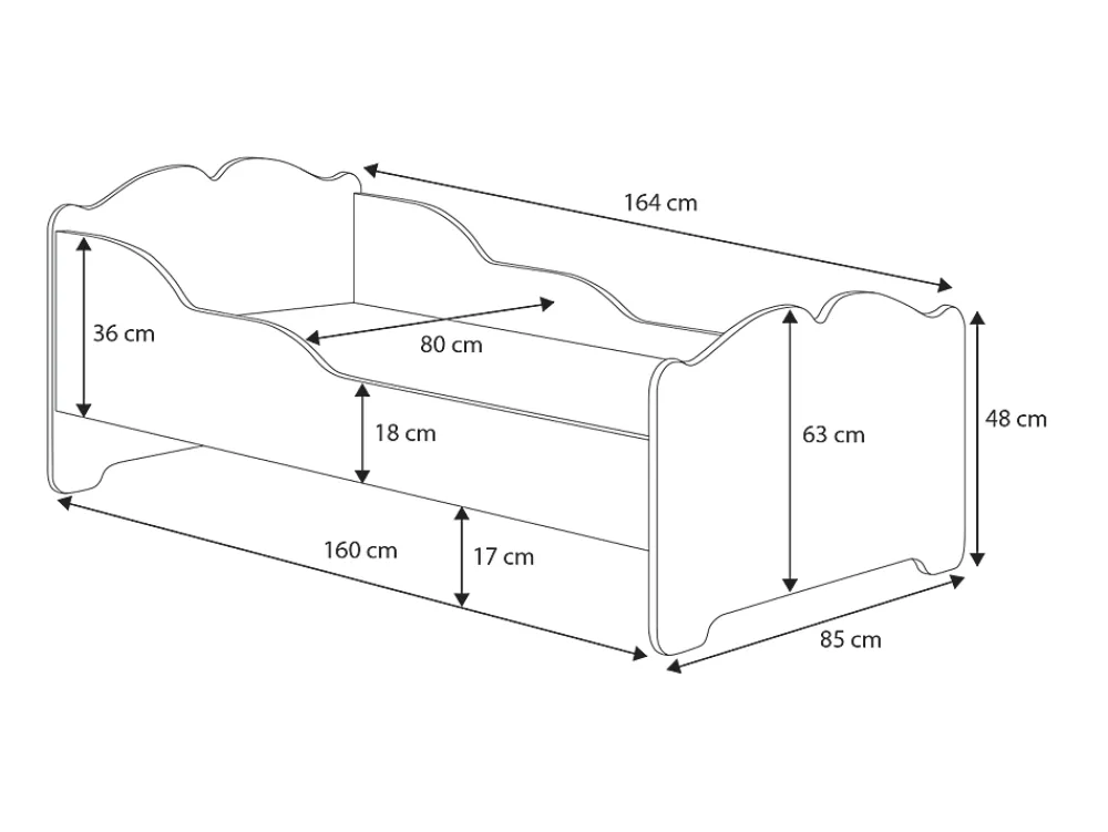 Kobi Lit enfant ANNA avec matelas 160x80 Princesse endormie*Enfant Lit Enfant