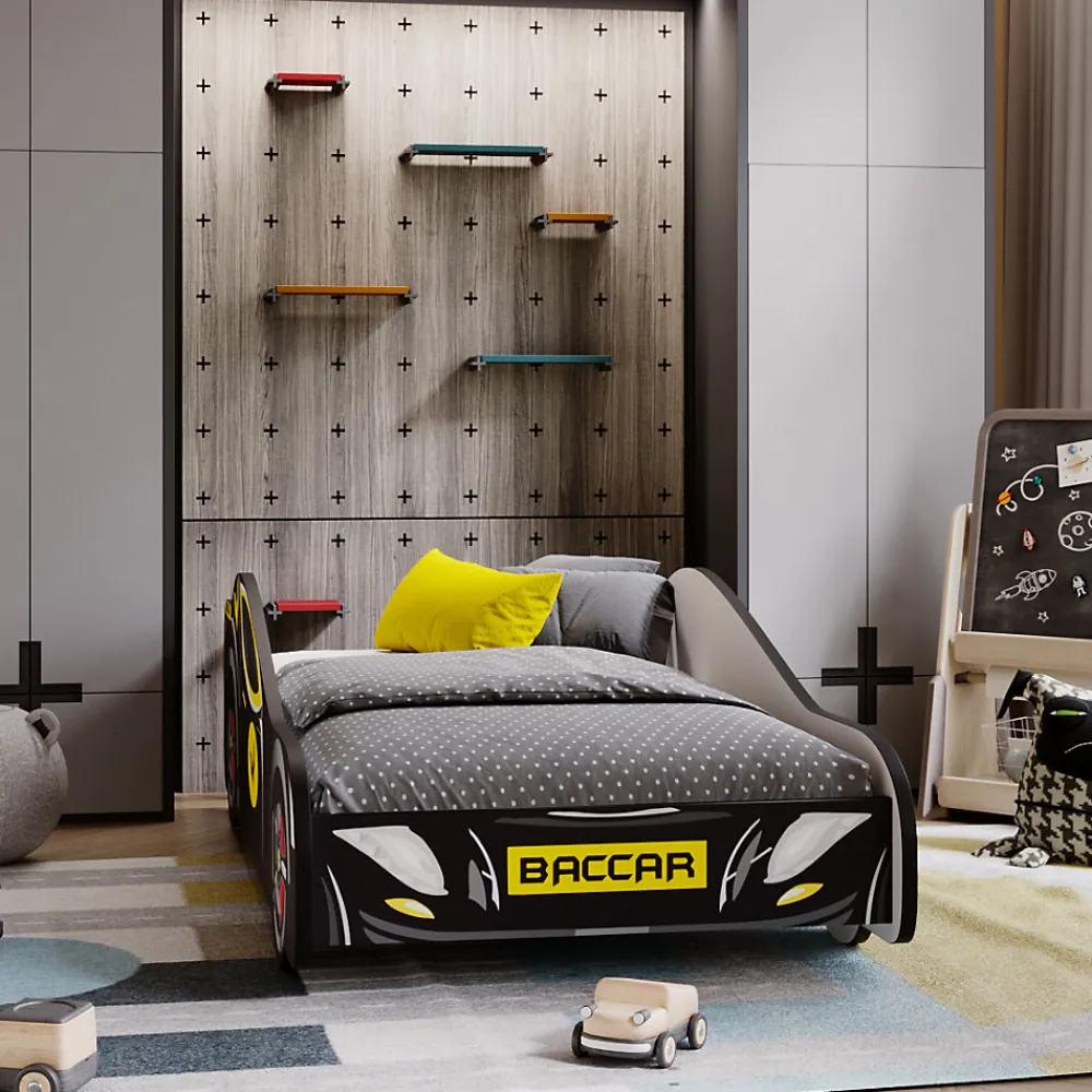 Lit enfant Batcar noir 140x70 avec matelas>Kobi