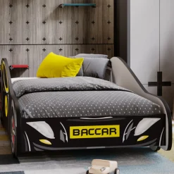 Lit enfant Batcar noir 140x70 avec matelas><noscript><img width=