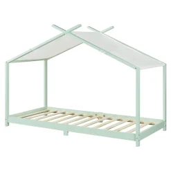 Lit enfant Brome bois de pin 90 x 200 cm vert menthe blanc en.casa><noscript><img data-lazyloaded=