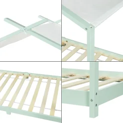Lit enfant Brome bois de pin 90 x 200 cm vert menthe blanc en.casa><noscript><img data-lazyloaded=