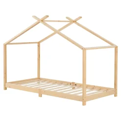 [En.Casa] Lit enfant Brome bois de pin 90 x 200 cm naturel beige en.casa*Enfant Lit Enfant
