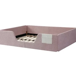 ModernLuxe Lit enfant capitonné 140x190 cm - avec barrières de sécurité amovibles - avec sac de rangement - rose (matelas non inclus)* Lit Avec Rangement