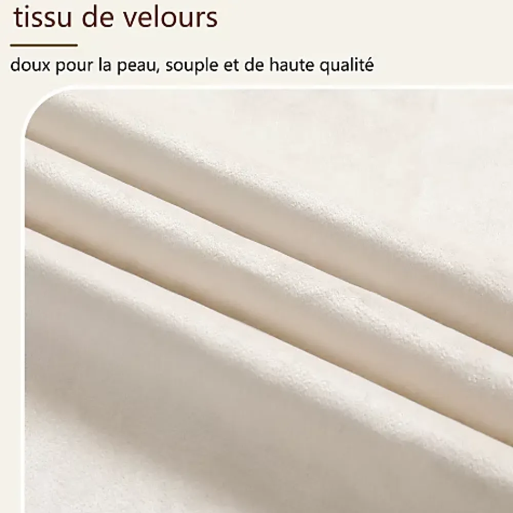 ModernLuxe Lit enfant capitonné 90x200cm - Tête de lit capitonnée - Oreillers réglables - Pieds en bois massif - Velours - Beige*Enfant Lit Enfant