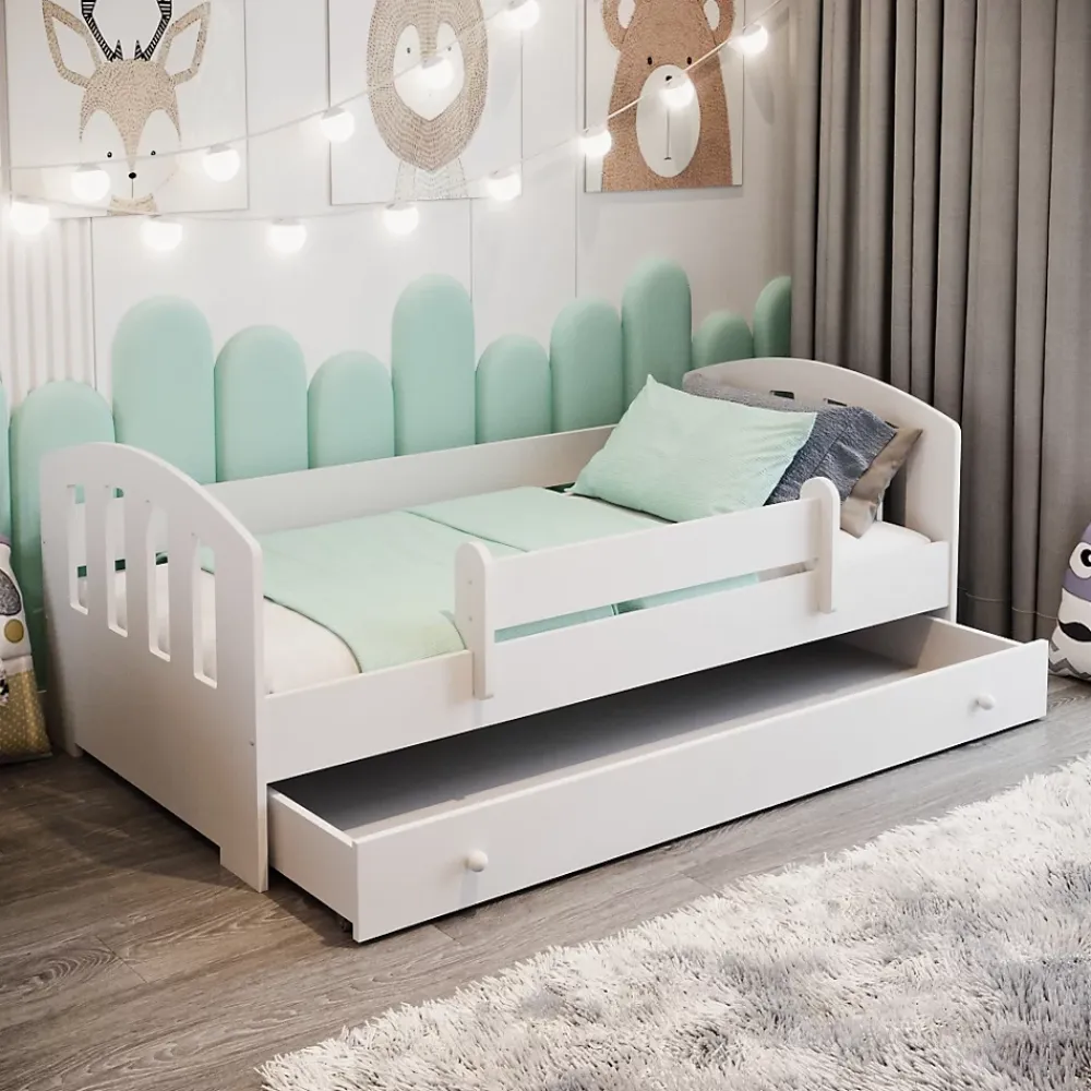 Kobi Lit enfant Felix 160x80 avec tiroir blanc* Ensemble Sommier Et Matelas