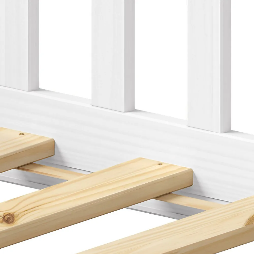 Lit enfant GUSTAVO avec sommier type Montessori 90x190 cm en bois massif - Blanc>Idimex Best