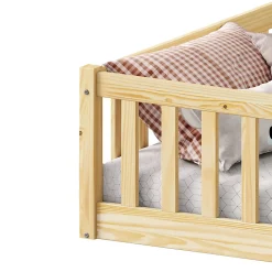 Idimex Lit enfant GUSTAVO type Montessori, couchage 90x200 cm, en pin massif naturel*Enfant Lit Enfant