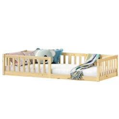 Idimex Lit enfant GUSTAVO type Montessori, couchage 90x200 cm, en pin massif naturel*Enfant Lit Enfant