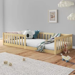 Idimex Lit enfant GUSTAVO type Montessori, couchage 90x200 cm, en pin massif naturel*Enfant Lit Enfant