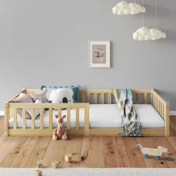 Idimex Lit enfant GUSTAVO type Montessori, couchage 90x200 cm, en pin massif naturel*Enfant Lit Enfant