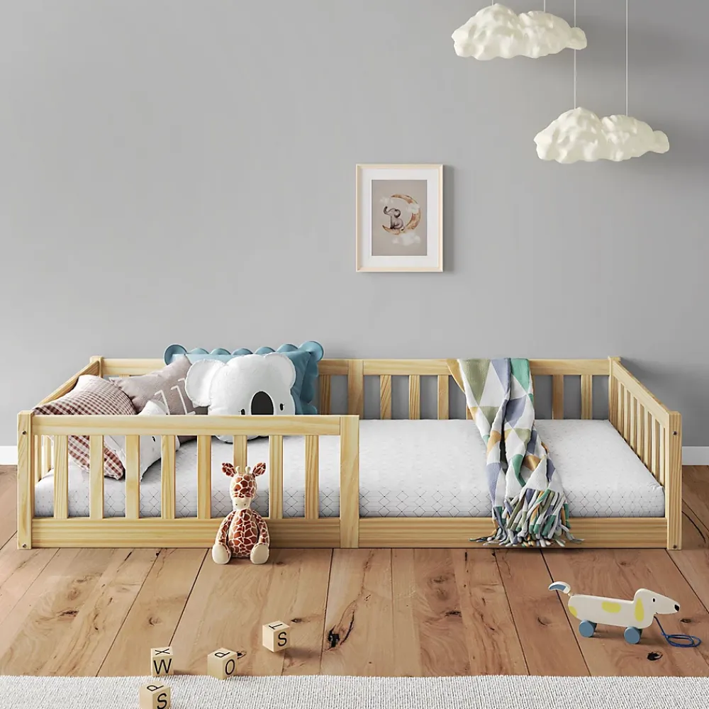 Idimex Lit enfant GUSTAVO type Montessori, couchage 90x200 cm, en pin massif naturel*Enfant Lit Enfant