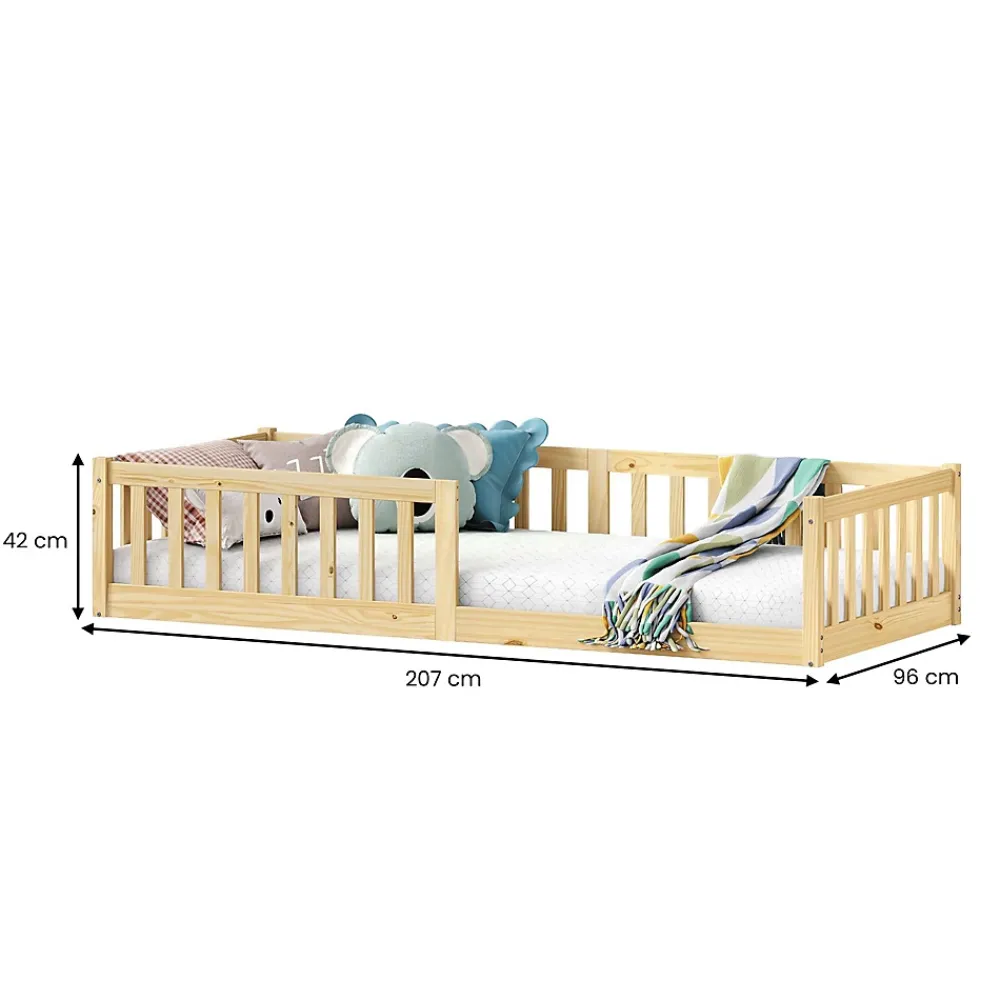 Idimex Lit enfant GUSTAVO type Montessori, couchage 90x200 cm, en pin massif naturel*Enfant Lit Enfant