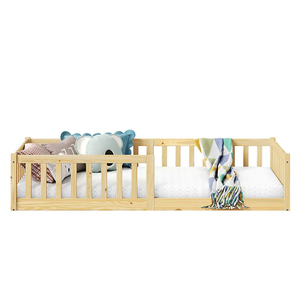 Lit enfant GUSTAVO type Montessori, couchage 90x190 cm, en pin massif naturel>Idimex Hot