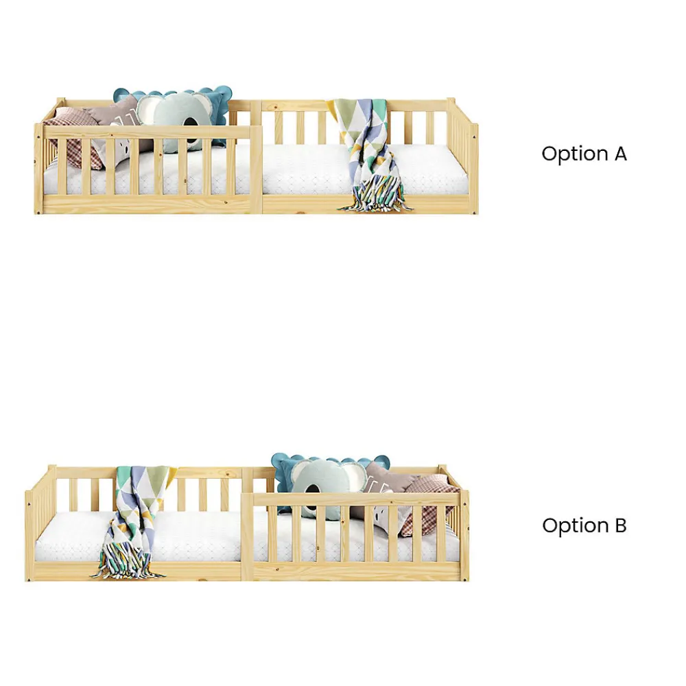 Lit enfant GUSTAVO type Montessori, couchage 90x190 cm, en pin massif naturel>Idimex Hot