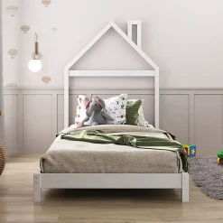 Idimex Lit enfant LIZ 90 x 200 cm en pin massif - Blanc*Enfant Lit Enfant