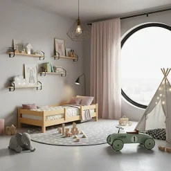 Kobi Lit enfant Lofto 160x80 avec barreaux - bois naturel*Enfant Lit Enfant