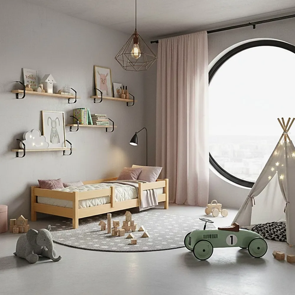 Kobi Lit enfant Lofto 160x80 avec barreaux - bois naturel*Enfant Lit Enfant
