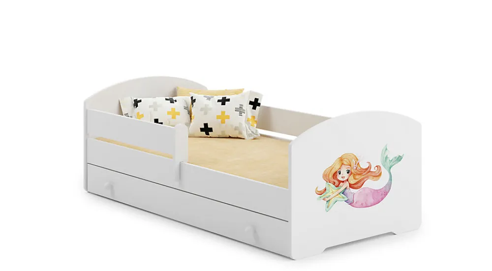 Lit enfant LUK avec tiroir et barreau 160x80 Little Mermaid>Kobi Outlet