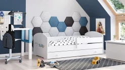 Lit enfant LUK avec tiroir et barreau 160x80 Airplane>Kobi Outlet