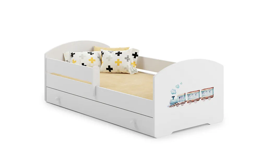 Lit enfant LUK avec tiroir et barreau 140x70 Poc iąg>Kobi New