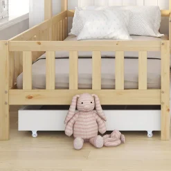 Lit Enfant Maison Bois Tiroirs Étages Naturel>Blackcolors Discount