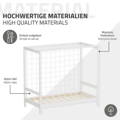 Lit enfant 80x160cm avec matelas H10cm blanc en bois but de foot et sommier à lattes><noscript><img width=