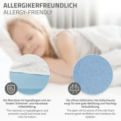 Lit enfant 90x200cm avec matelas H16cm naturel en bois forme de maison et sommier à lattes><noscript><img width=