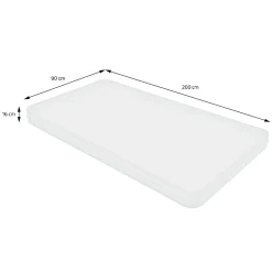 Lit enfant 90x200cm avec matelas H16cm naturel en bois forme de maison et sommier à lattes><noscript><img width=