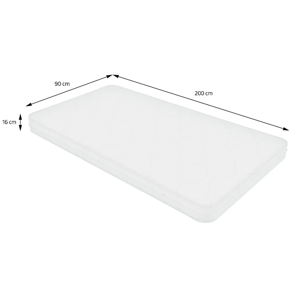 Lit enfant 90x200cm avec matelas H16cm naturel en bois forme de maison et sommier à lattes>Ml-Design Discount