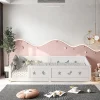 Lit enfant Montessori 90x200 cm en pin massif, barrières étoiles et lune, peinture à l eau sûre, design sécurisé, Blanc>ProximaX Outlet