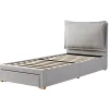Blackcolors Lit enfant rembourré 90x200 cm, lattes, tête chenille, rangement - gris* Lit Coffre