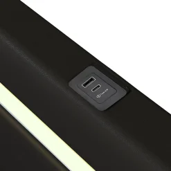 Lit Enfant Rembourré 90x200cm Avec Bande Lumineuse LED Et Chargement USB, Sommier à Lattes, Noir><noscript><img width=