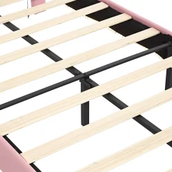 Lit enfant rembourré 90x200cm rose et blanc, LED intégrée, tête de lit avec couronne et vagues décoratives>Simple Life Clearance