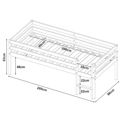 Lit enfant Siikalatva bois de pin 90 x 200 cm blanc en.casa><noscript><img width=
