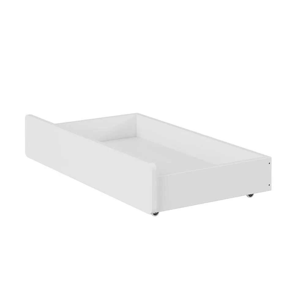 Lit enfant Simple 90x190 cm Bois Blanc avec 2 Tiroirs et Sommier À Lattes, Multifonction pour Chambre Fille Ou Garçon, Blanc>Okwish Hot