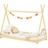 Lit enfant tipi ELIN, 90 x 190 cm en pin massif vernis naturel>Idimex Outlet