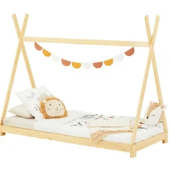 Lit enfant tipi ELIN, 90 x 190 cm en pin massif vernis naturel>Idimex Outlet