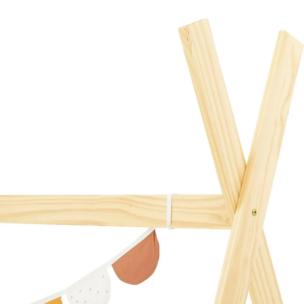 Lit enfant tipi ELIN, 90 x 190 cm en pin massif vernis naturel>Idimex Outlet