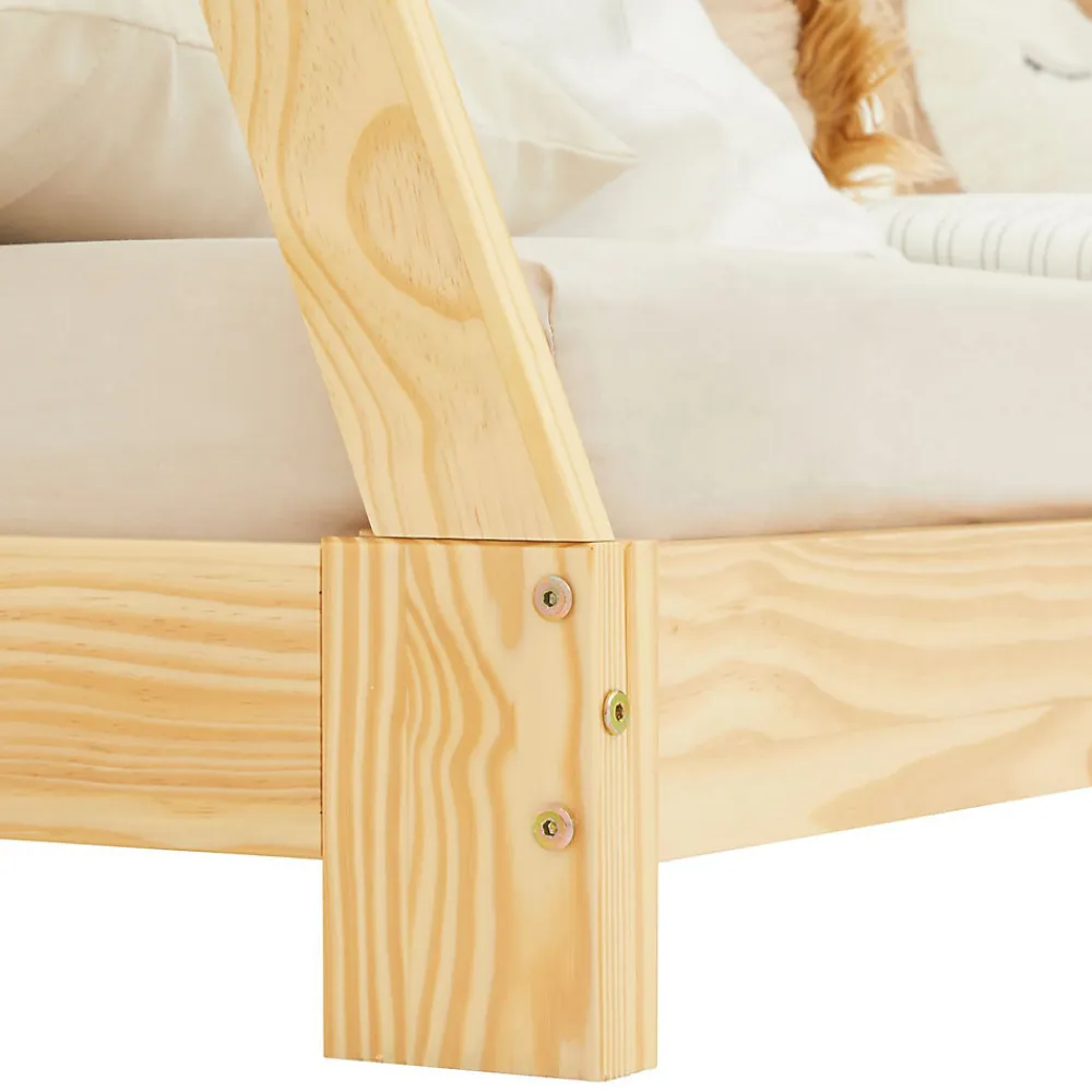 Lit enfant tipi ELIN, 90 x 190 cm en pin massif vernis naturel>Idimex Outlet