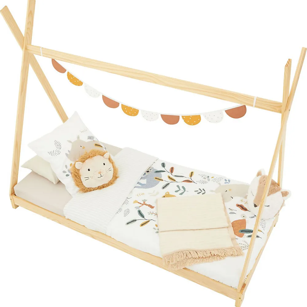 Lit enfant tipi ELIN, 90 x 190 cm en pin massif vernis naturel>Idimex Outlet
