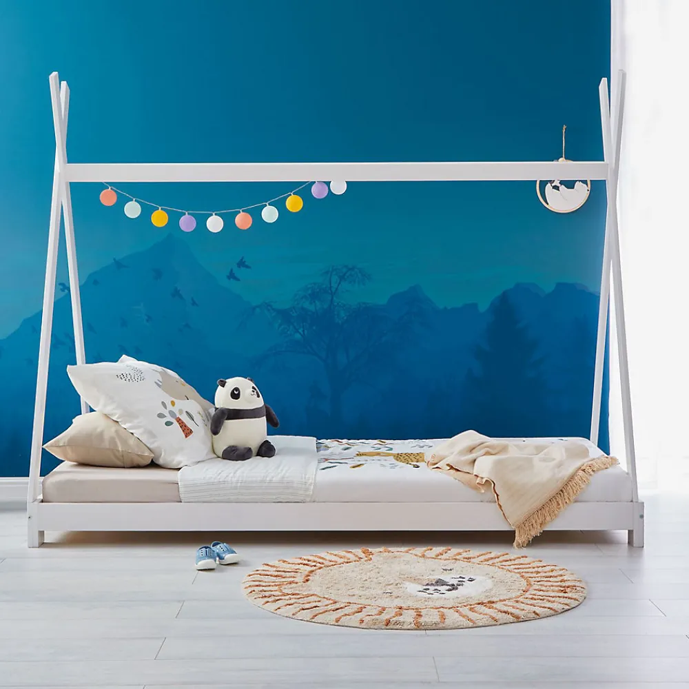 Lit enfant tipi ELIN, 90 x 190 cm en pin massif lasuré blanc>Idimex New