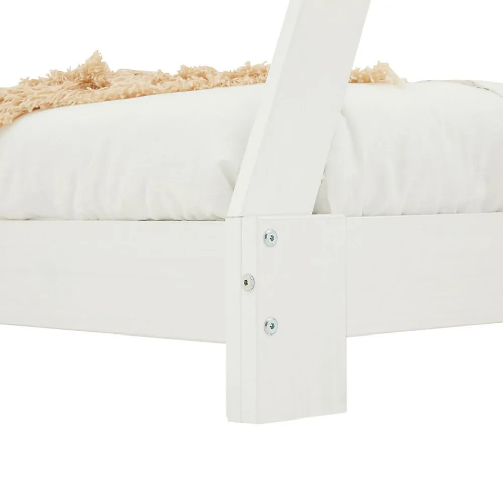 Lit enfant tipi ELIN, 90 x 190 cm en pin massif lasuré blanc>Idimex New