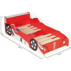 IDMarket Lit enfant voiture formule 1 TEDDI 70 x 140 CM rouge*Enfant Lit Enfant